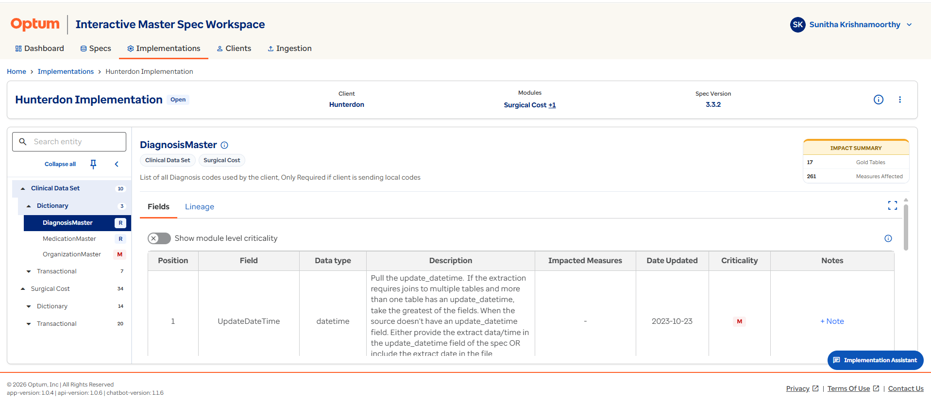 Implementation fields