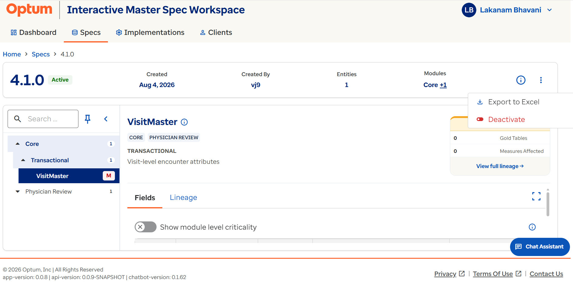 Specification summary